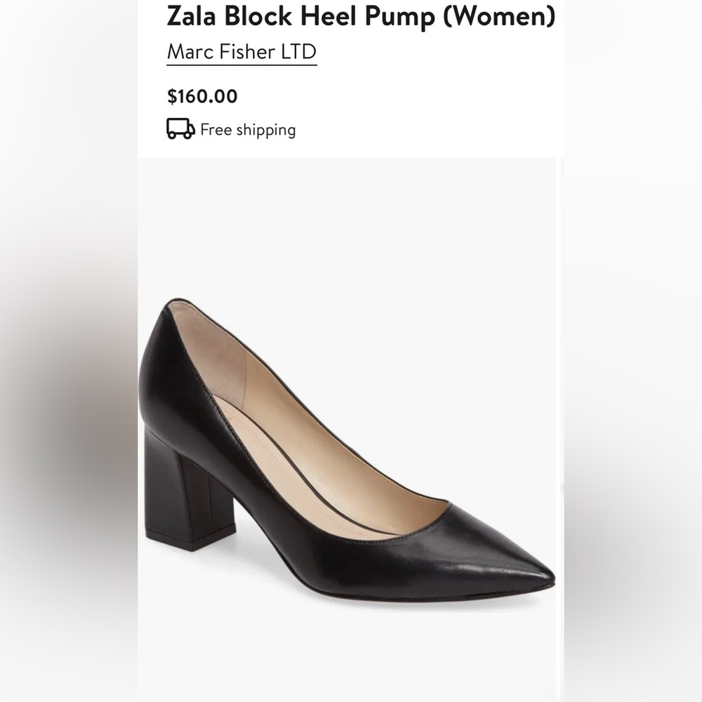 Zala Marc Fisher, LTD, black leather block heels